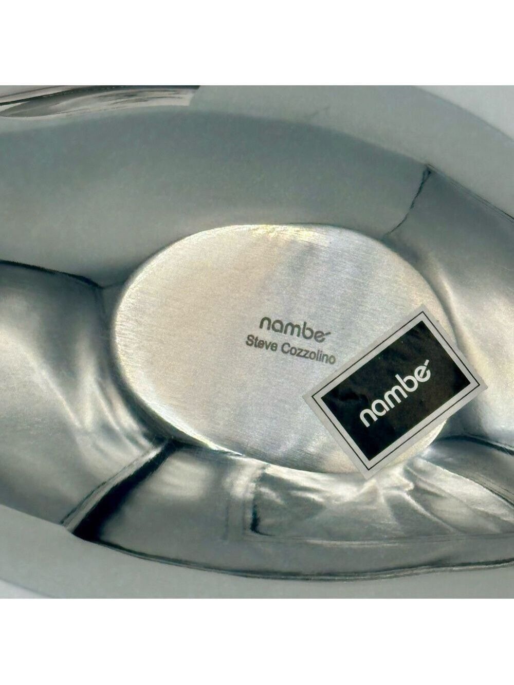 Nambe Pinion Chip & Dip Serving Bowl Metal Alloy Divided Platter Modern NIB - Picture 8 of 16